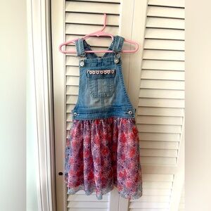 Jordache overalls with floral tutu skirt girls 6-6X